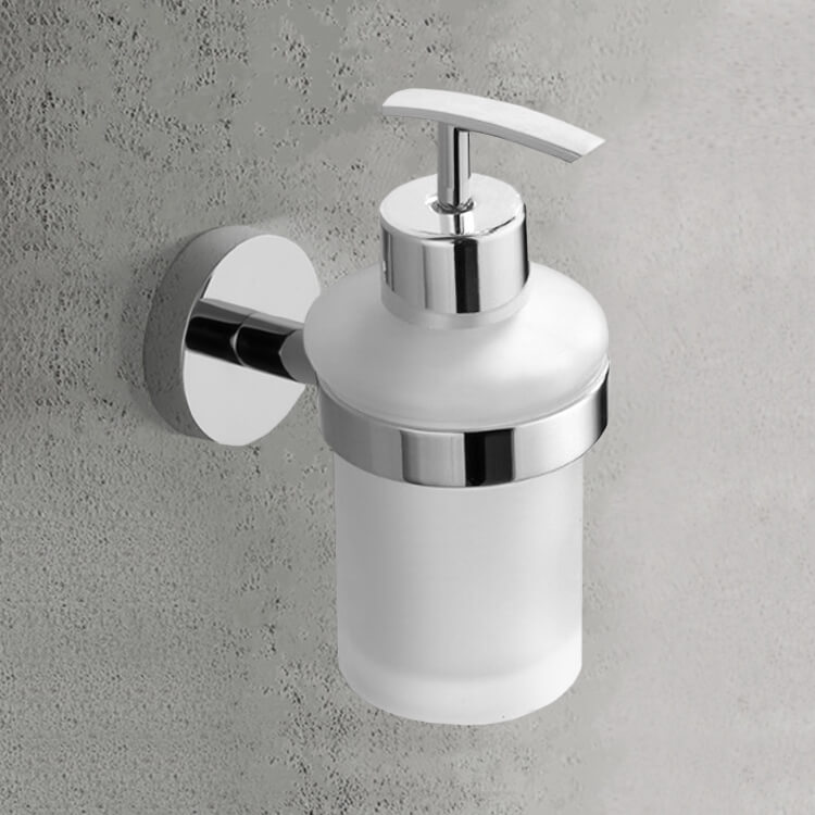 Nameeks NCB41 Chrome Wall Mounted Frosted Glass Soap Dispenser
